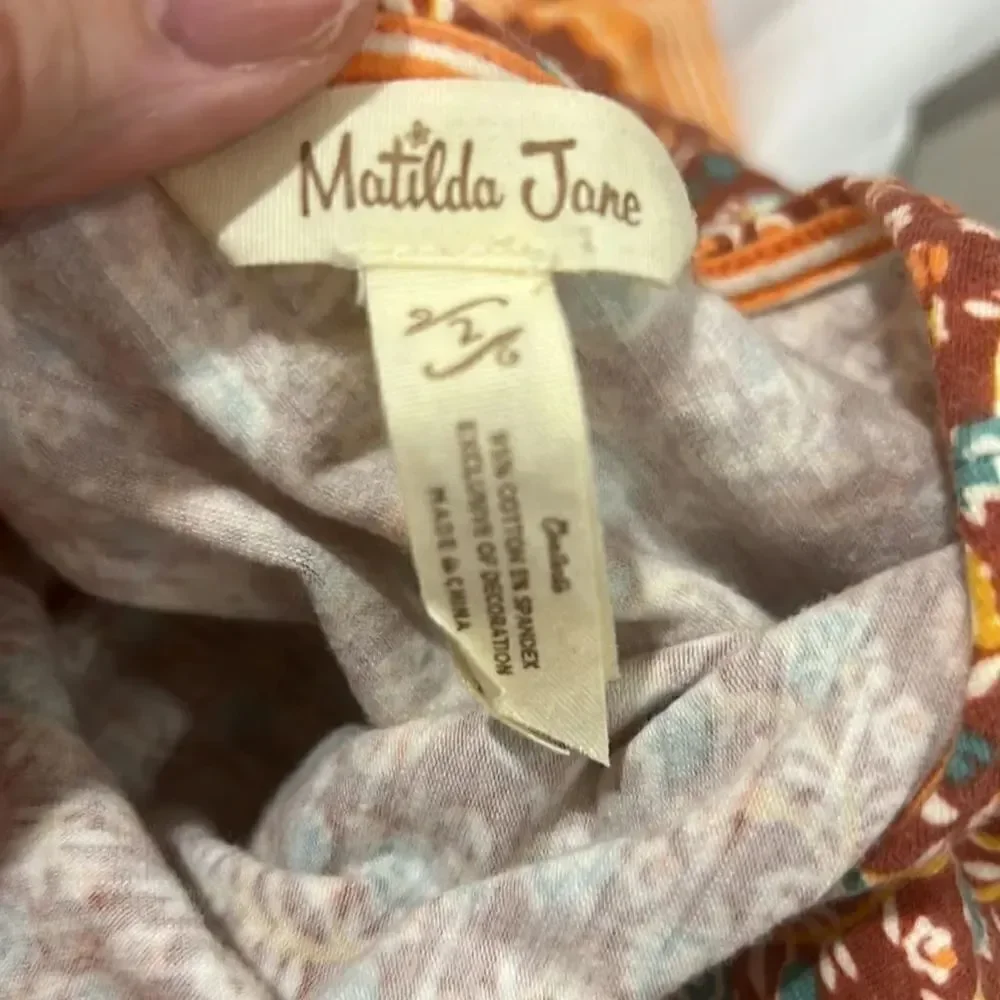 Matilda Jane orange and pink sundown multi print romper size 2